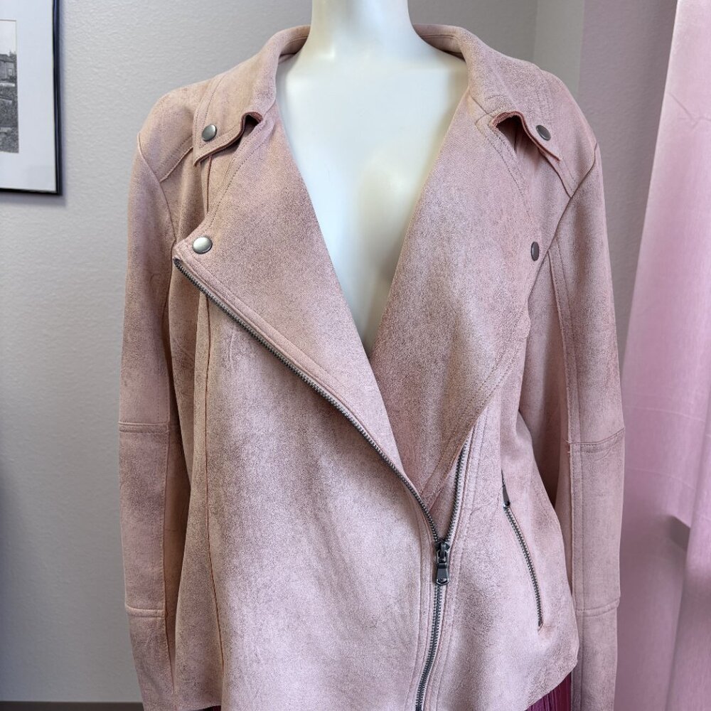 Maurices Faux Suede Moto Jacket Blush Pink XL Asymmetrical Zip